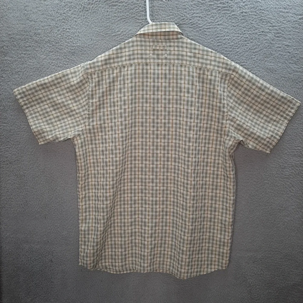 The North Face Shirt Adult Large Tan Green Plaid Outdoors Camping Hiking Fishing